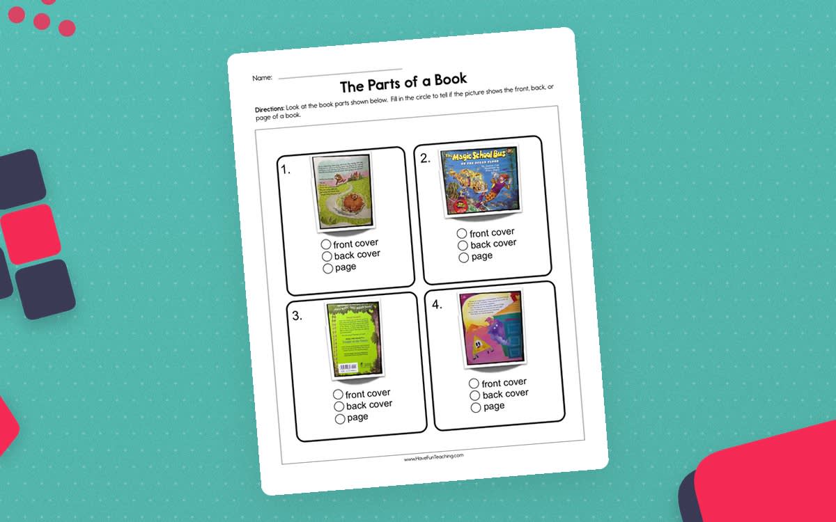 An educational teaching resource from Have Fun Teaching entitled Parts of a Book Worksheet – Grade 1 Reading downloadable at Teach Simple.