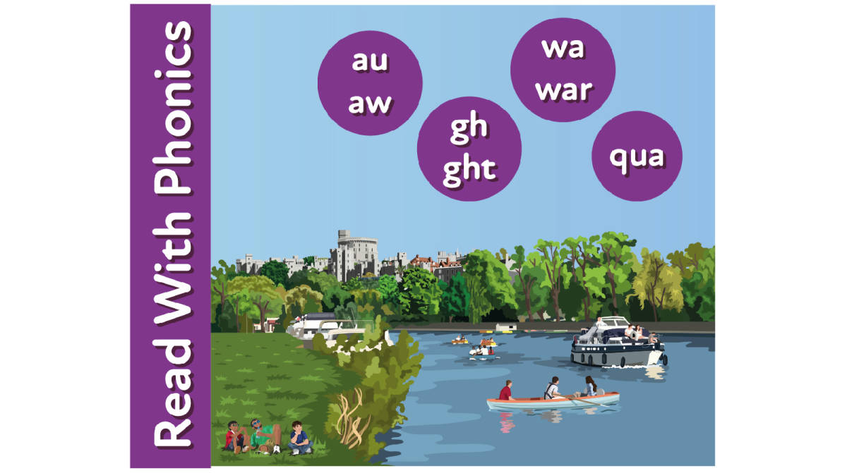 An educational teaching resource from Guinea Pig Education entitled The River Trip: Reinforces The Phonic Sounds au, aw, gh, ght, wa, qua, war downloadable at Teach Simple.