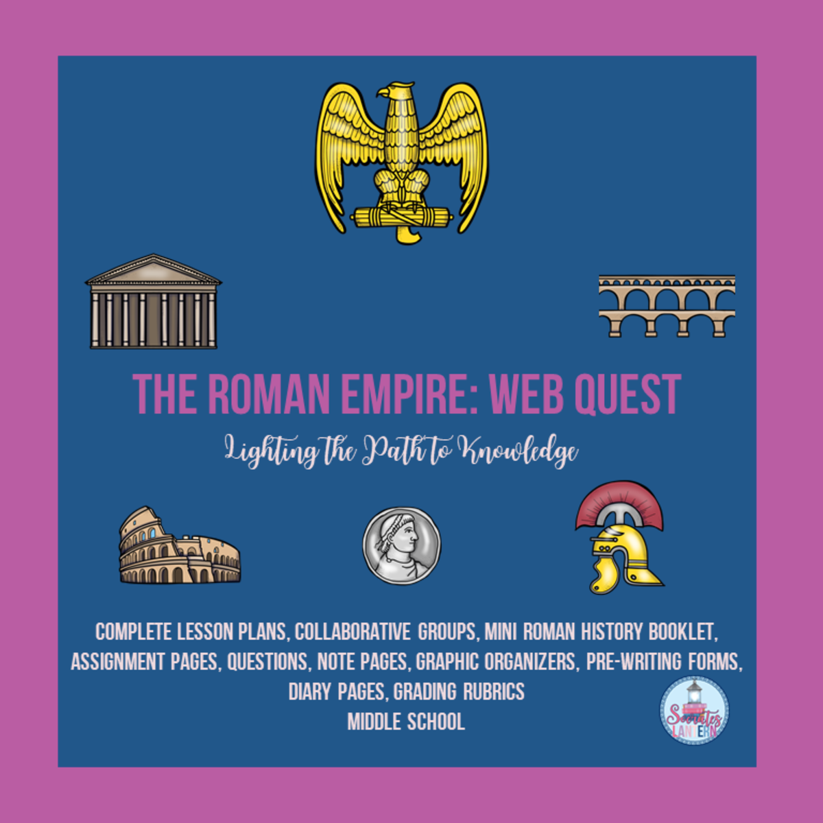An educational teaching resource from Socrates Lantern entitled The Roman Empire Webquest downloadable at Teach Simple.