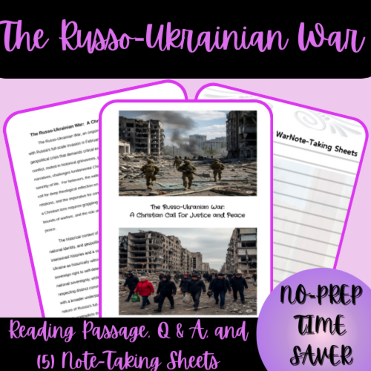 An educational teaching resource from Homeschool with Big Easy Homeschooling Mom entitled The Russo-Ukrainian War: A Christian Call for Justice and Peace downloadable at Teach Simple.