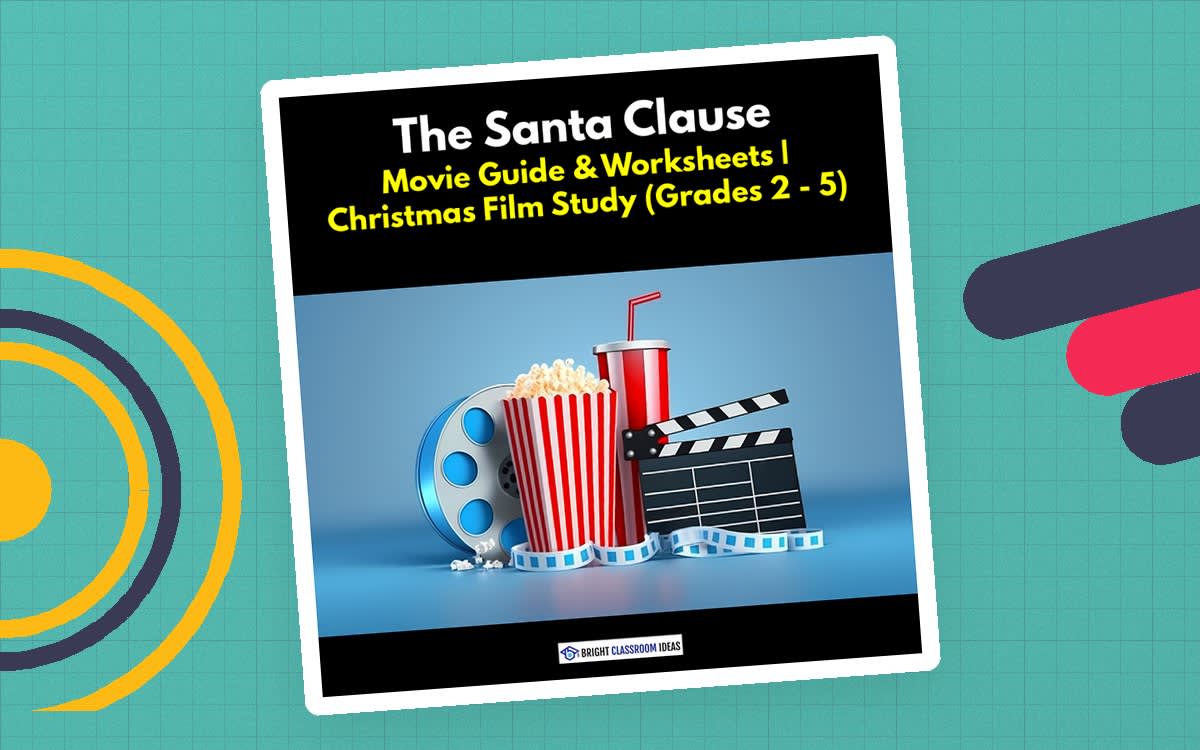 An educational teaching resource from Bright Classroom Ideas Marketplace entitled The Santa Clause (1994) Movie Lesson Plan — Christmas ELA Activity downloadable at Teach Simple.