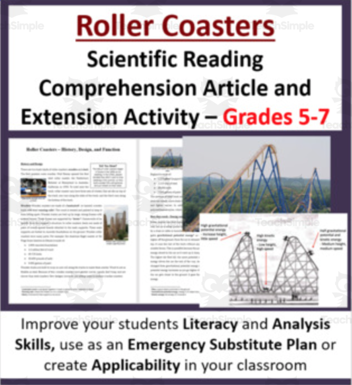 An educational teaching resource from Teach With Fergy entitled The Science of Roller Coasters - Digital Science Reading Article - Grades 5-7 downloadable at Teach Simple.