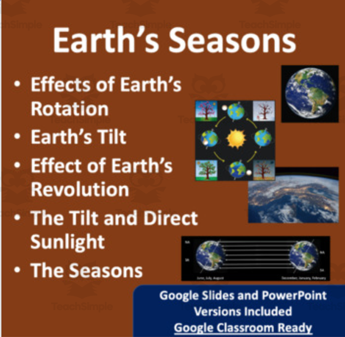 An educational teaching resource from Teach With Fergy entitled The Seasons and Earth's Tilt Lesson - Google Slides and PowerPoint Lesson downloadable at Teach Simple.