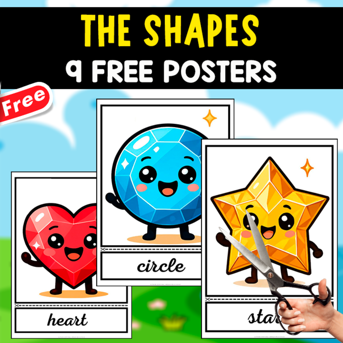 An educational teaching resource from EDITORIAL LAURA EDUCA entitled THE SHAPES | 9 FREE COLORFUL POSTERS downloadable at Teach Simple.