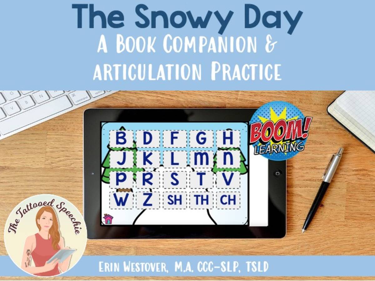An educational teaching resource from The Tattooed Speechie entitled The Snowy Day Book Companion & Artic Practice - BOOM Cards downloadable at Teach Simple.