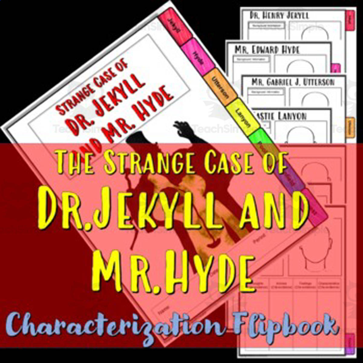 An educational teaching resource from Educate and Create entitled The Strange Case of Dr. Jekyll and Mr. Hyde Characterization Flip book downloadable at Teach Simple.