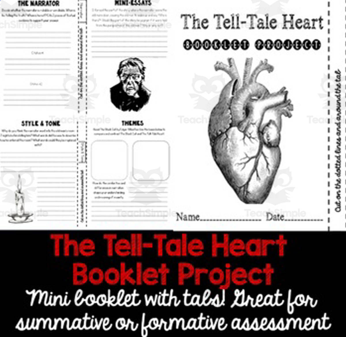 An educational teaching resource from The Comprehensive Teacher entitled "The Tell-Tale Heart" Booklet Project downloadable at Teach Simple.