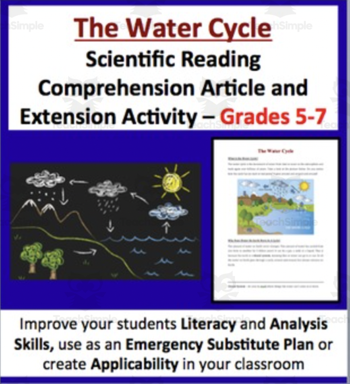 An educational teaching resource from Teach With Fergy entitled The Water Cycle - Science Reading Article - Grades 5-7 downloadable at Teach Simple.
