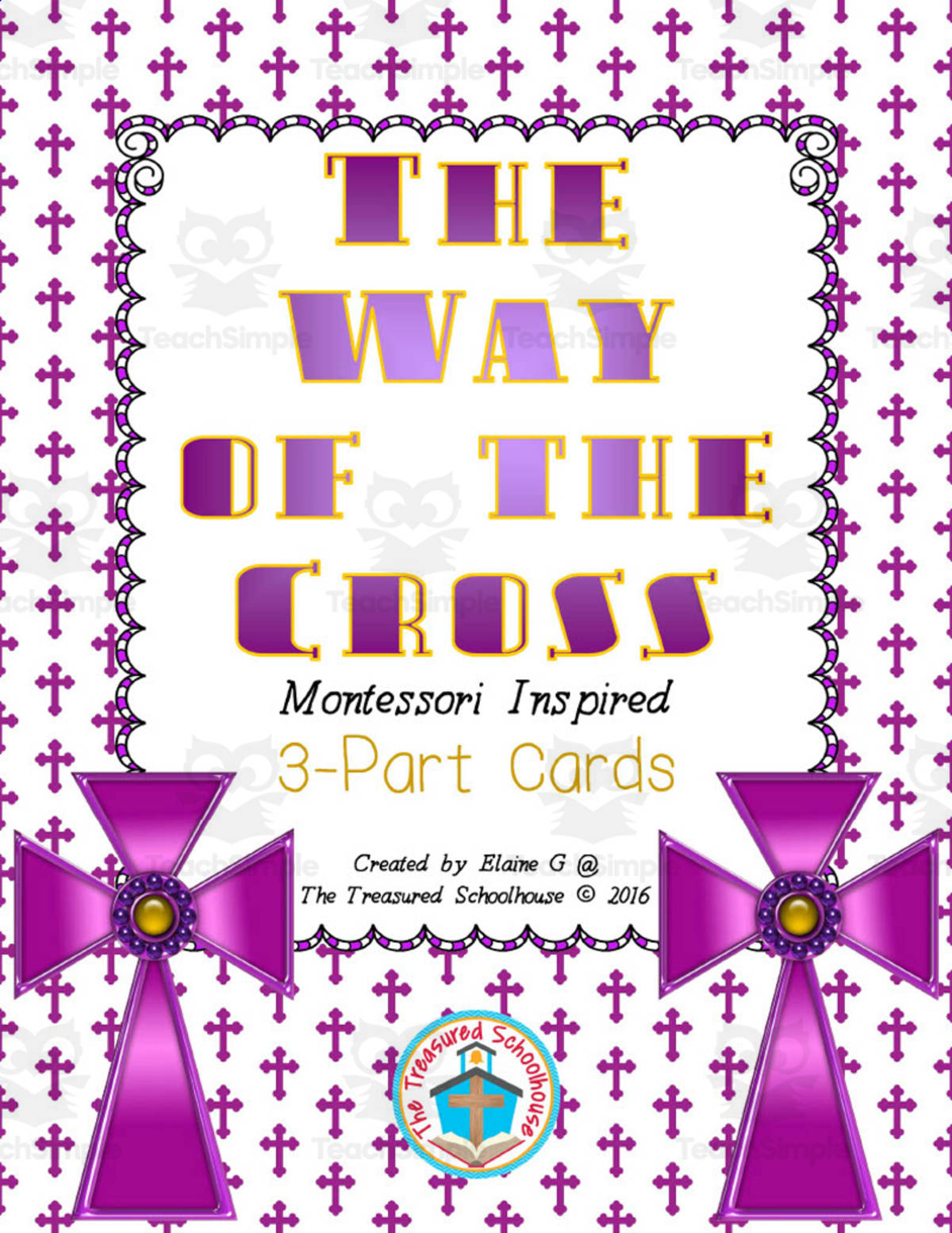 An educational teaching resource from The Treasured Schoolhouse entitled The Way of the Cross 3-Part Cards downloadable at Teach Simple.