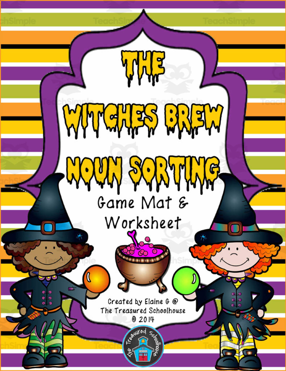 An educational teaching resource from The Treasured Schoolhouse entitled The Witches Brew Noun Sorting Game downloadable at Teach Simple.