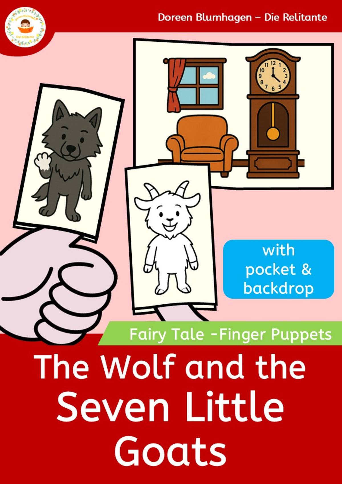 An educational teaching resource from Die Relitante entitled The Wolf and the Seven Little Goats – Finger Puppet Set downloadable at Teach Simple.