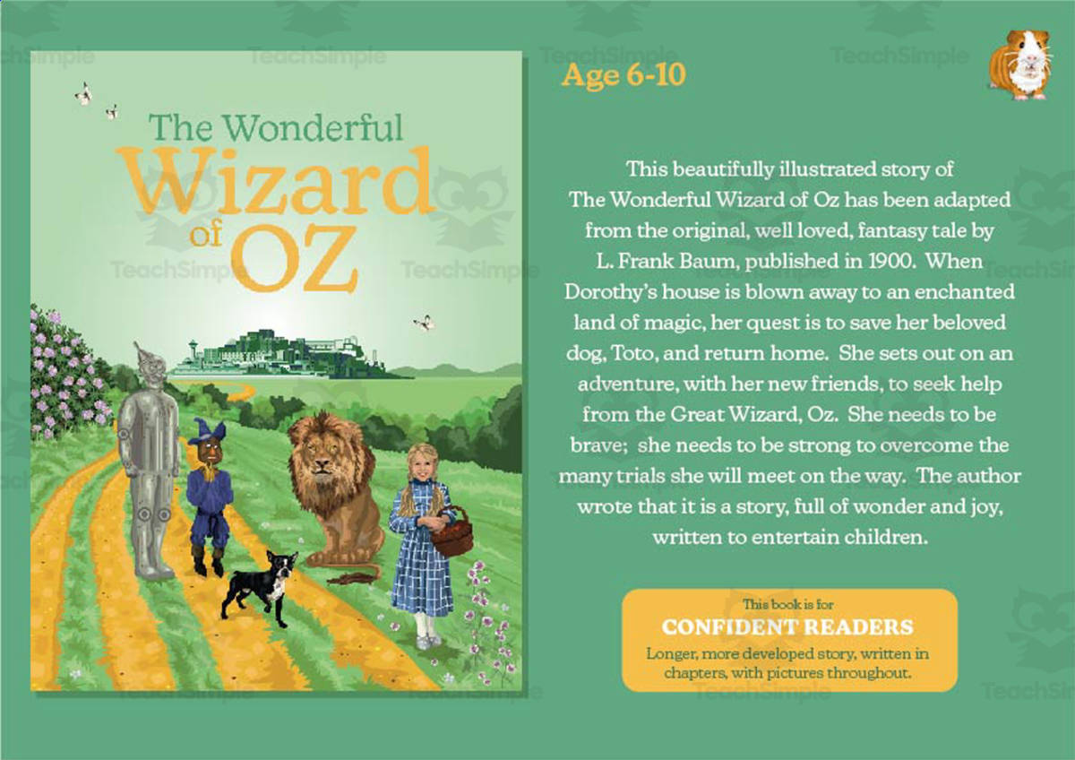 An educational teaching resource from Guinea Pig Education entitled The Wonderful Wizard of Oz (6-10 years) downloadable at Teach Simple.