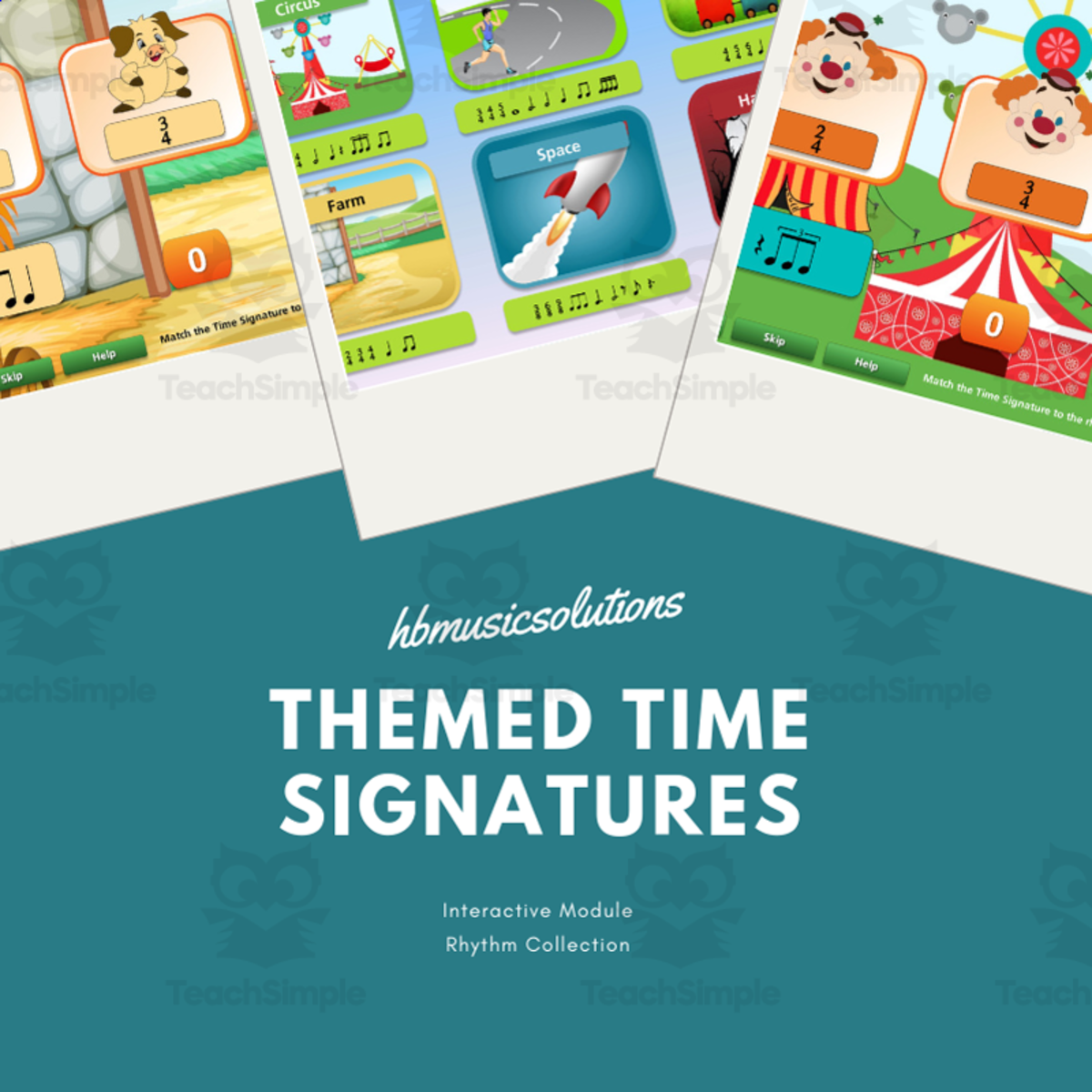 An educational teaching resource from Hbmusicsolutions's Shop entitled Themed Time Signatures | Interactive Musical Games Activity downloadable at Teach Simple.