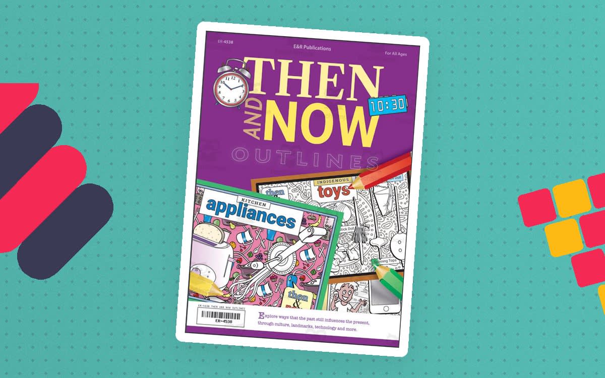 An educational teaching resource from E & R Publications entitled Then and Now Outlines Colouring Book downloadable at Teach Simple.