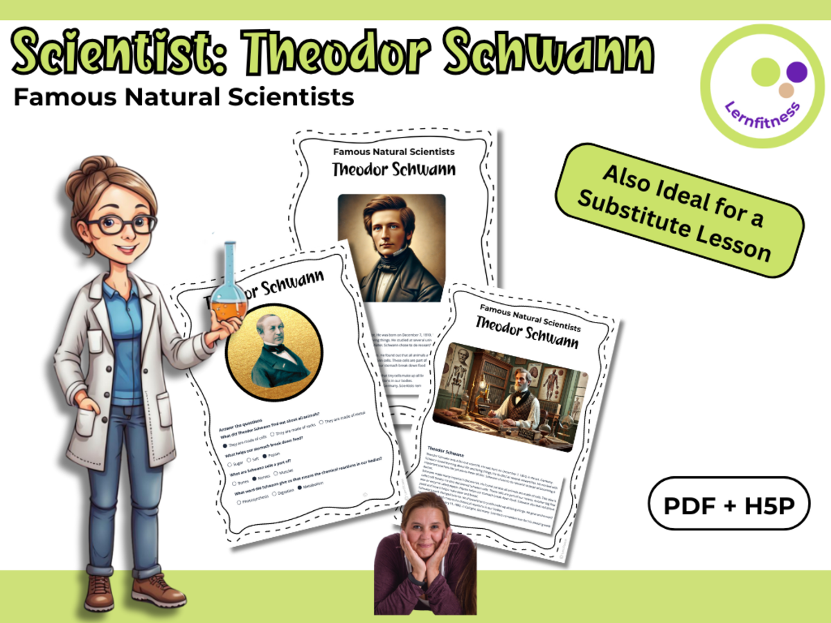 An educational teaching resource from Lernfitness entitled Theodor Schwann – Fact Sheet, Quiz & Interactive PDF (incl. H5P) downloadable at Teach Simple.