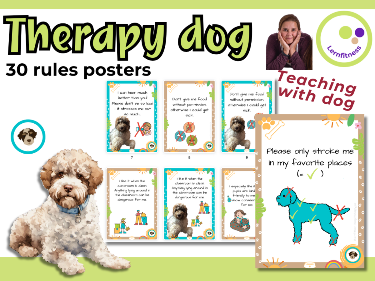 An educational teaching resource from Lernfitness entitled Therapy Dog Rules Poster – School Dog Guidelines downloadable at Teach Simple.