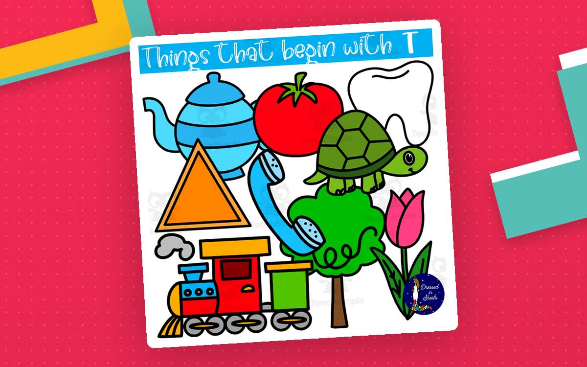 An educational teaching resource from Soumara Siddiqui entitled Things That Begin With T downloadable at Teach Simple.