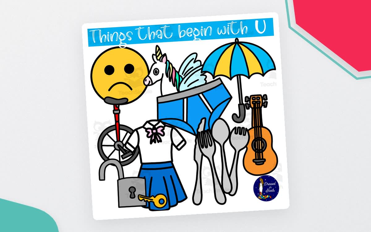 An educational teaching resource from Soumara Siddiqui entitled Things That Begin With U downloadable at Teach Simple.