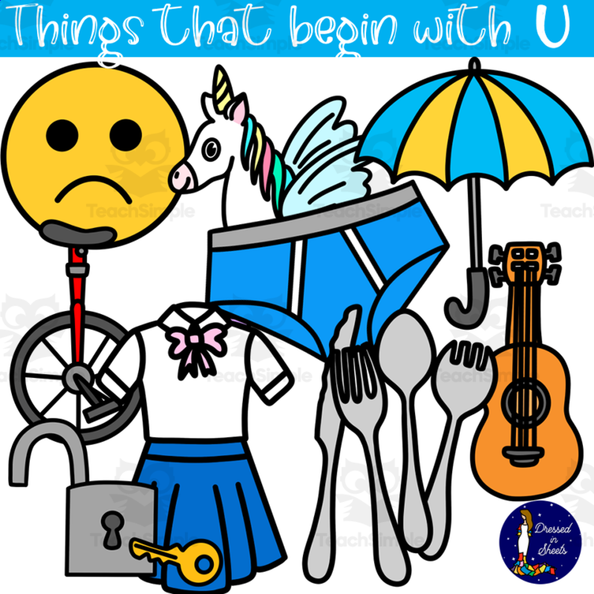 An educational teaching resource from Soumara Siddiqui entitled Things That Begin With U downloadable at Teach Simple.