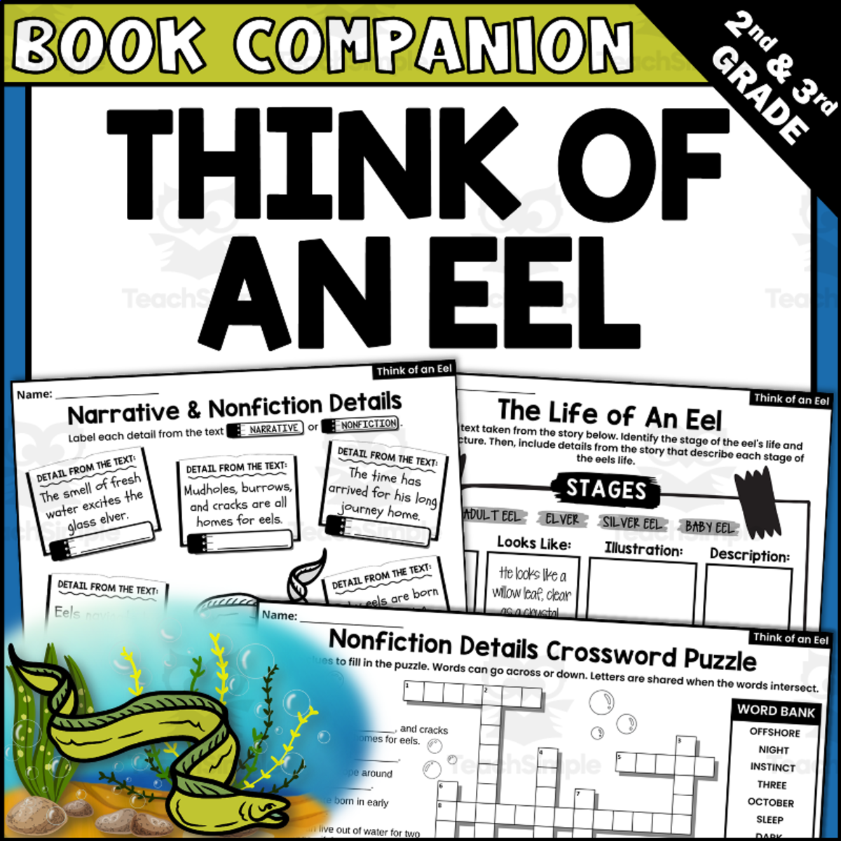 An educational teaching resource from Creatively Gifted entitled Think of an Eel Read Aloud Book Companion Activities for IRA downloadable at Teach Simple.
