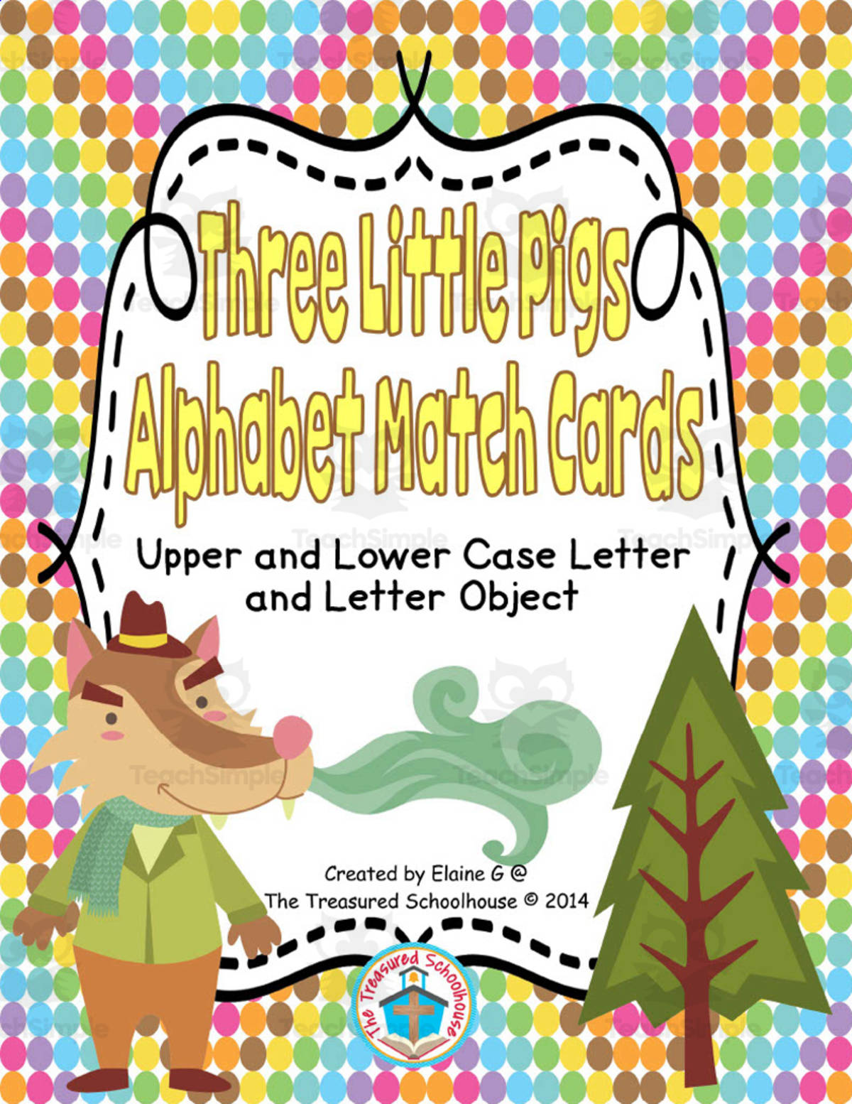 An educational teaching resource from The Treasured Schoolhouse entitled Three Little Pigs Alphabet Match Cards downloadable at Teach Simple.