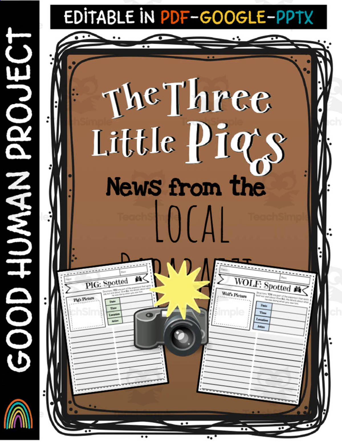 An educational teaching resource from Good Human Project entitled Three Little Pigs | Paparazzi News | Creative Writing downloadable at Teach Simple.
