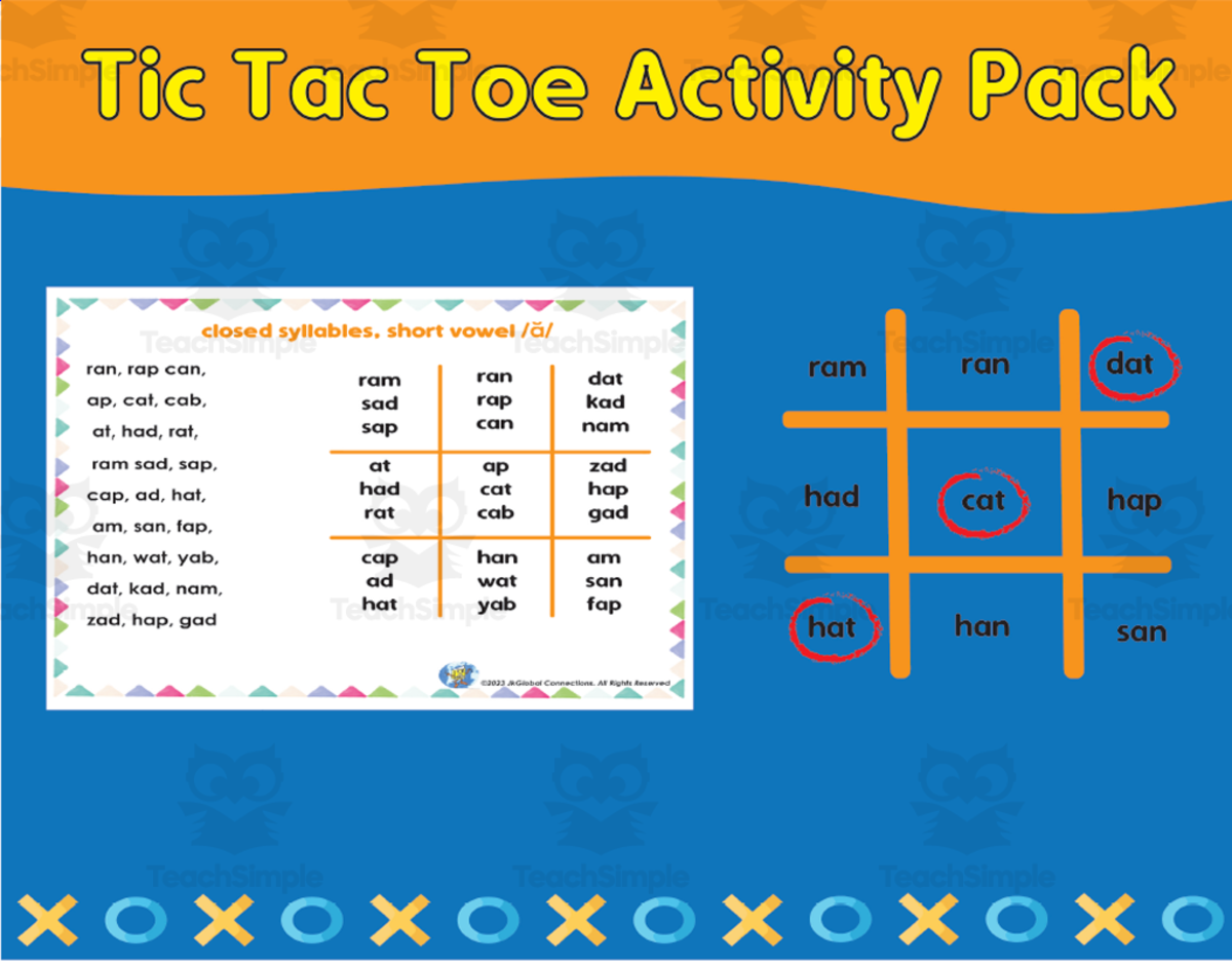 An educational teaching resource from JkGlobal Connections- Structured Literacy for Reading Success entitled Tic Tac Toe: A Fun and Effective Way to Master CVC Words downloadable at Teach Simple.
