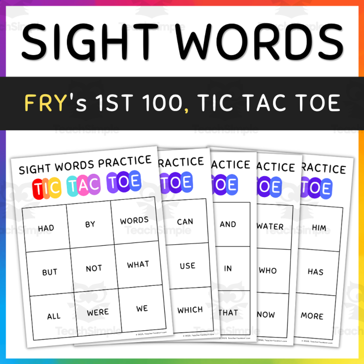 An educational teaching resource from TeacherYouWant entitled Tic Tac Toe Practice Game: Fry Sight Words 1st 100 downloadable at Teach Simple.