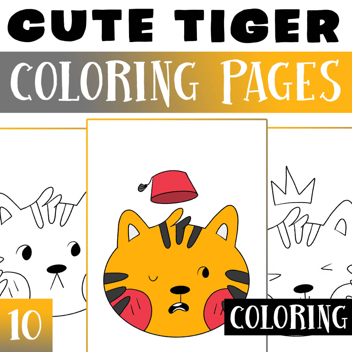 An educational teaching resource from Lapiiin Art Activities entitled Tiger Coloring pages Worksheet Activities, Zoo Animals Coloring Sheets downloadable at Teach Simple.
