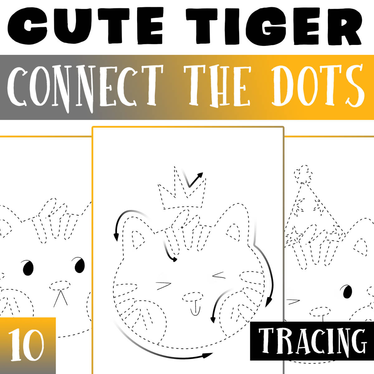 An educational teaching resource from Lapiiin Art Activities entitled Tiger Dot to Dot Worksheet Activities / Zoo Animals Dot to Dot downloadable at Teach Simple.