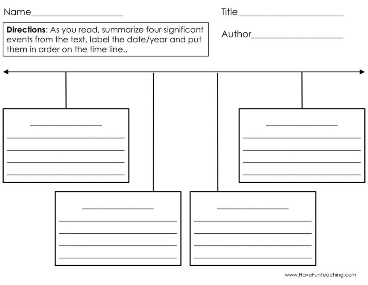 An educational teaching resource from Have Fun Teaching entitled Timeline Graphic Organizer Worksheet downloadable at Teach Simple.