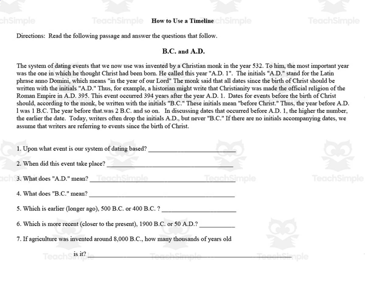 An educational teaching resource from Cogjogger entitled Timeline Training Worksheet downloadable at Teach Simple.