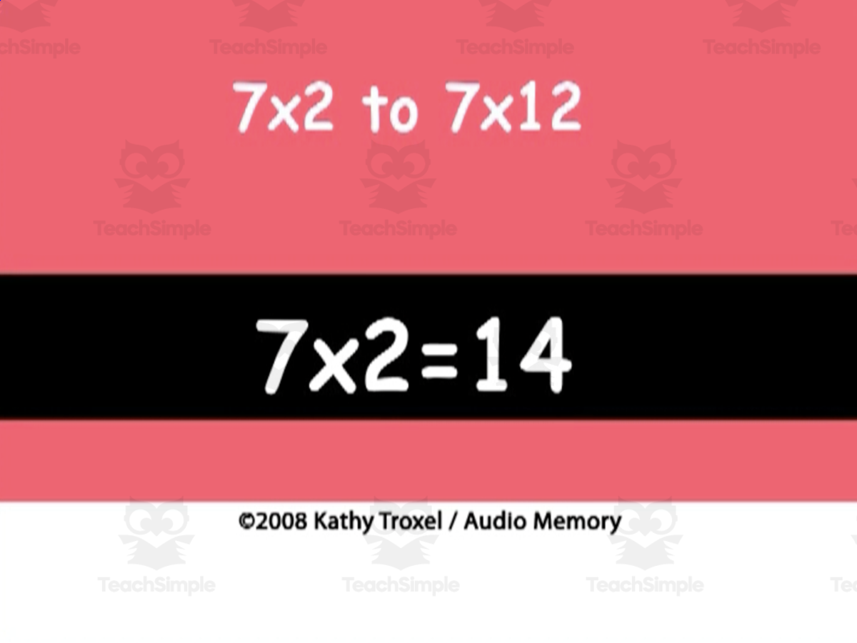 An educational teaching resource from Audio Memory entitled Times Tables Practice Song (7s to 9s) downloadable at Teach Simple.