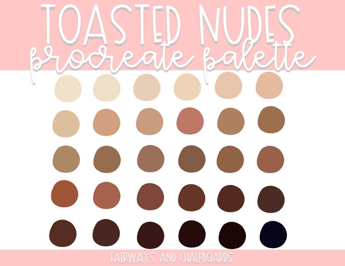 An educational teaching resource from Fairways and Chalkboards entitled Toasted Nudes Procreate Palette downloadable at Teach Simple.