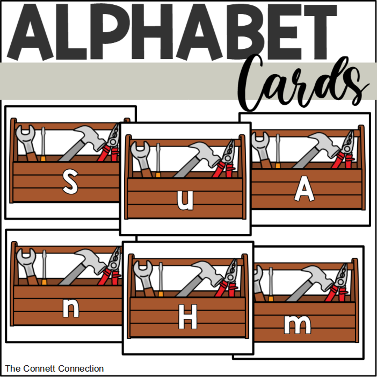 An educational teaching resource from The Connett Connection entitled Tool Alphabet Cards downloadable at Teach Simple.