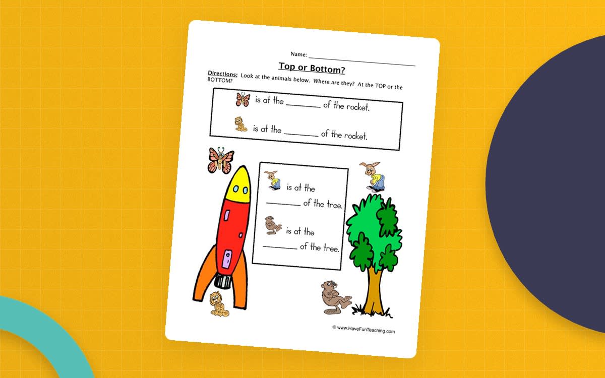 An educational teaching resource from Have Fun Teaching entitled Top or Bottom Pictures Worksheet downloadable at Teach Simple.