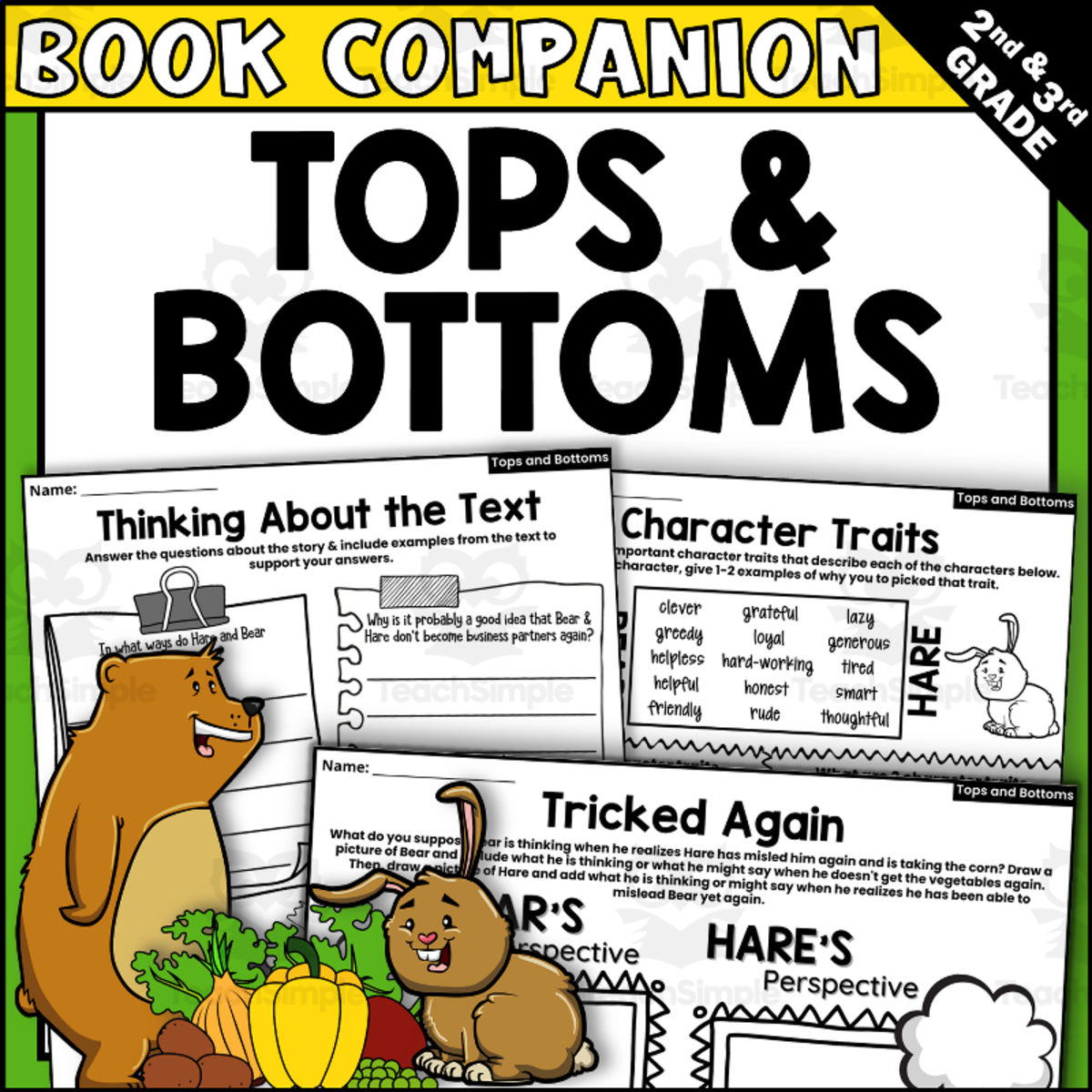 An educational teaching resource from Creatively Gifted entitled Tops and Bottoms Read Aloud Book Companion downloadable at Teach Simple.
