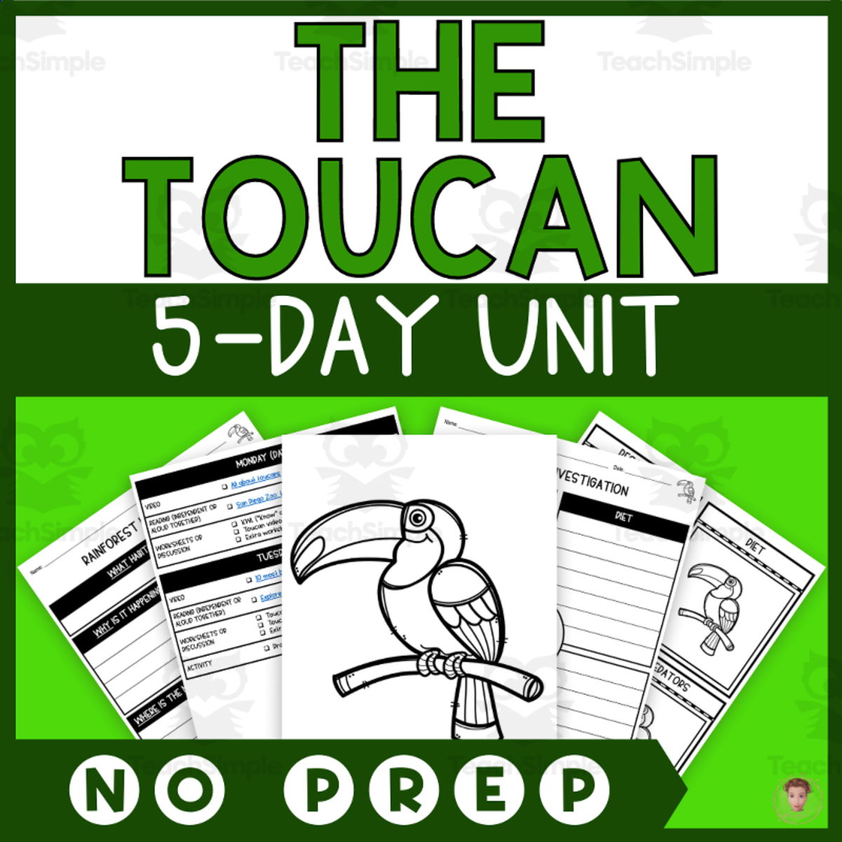 An educational teaching resource from Heather Huhman entitled Toucan Unit Study (Rainforest Animals Lesson Plan, Videos, Activities) downloadable at Teach Simple.