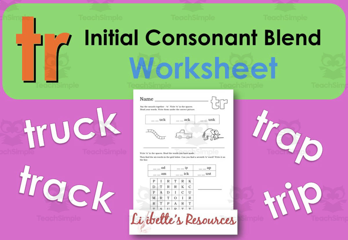 An educational teaching resource from Lilibette's Resources entitled TR Initial Blend Worksheet downloadable at Teach Simple.