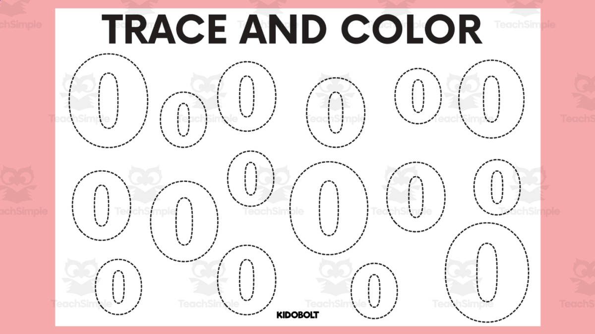 An educational teaching resource from Sarita - Kidobolt entitled Trace and Color Number Shape - 0 downloadable at Teach Simple.