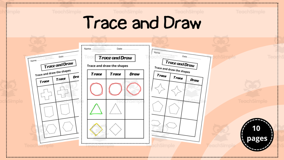 An educational teaching resource from successful teachers resource entitled Trace and draw shapes downloadable at Teach Simple.