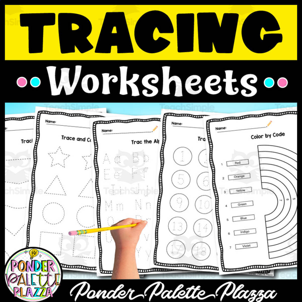 An educational teaching resource from Ponder Palette Plazza entitled Tracing Activities downloadable at Teach Simple.