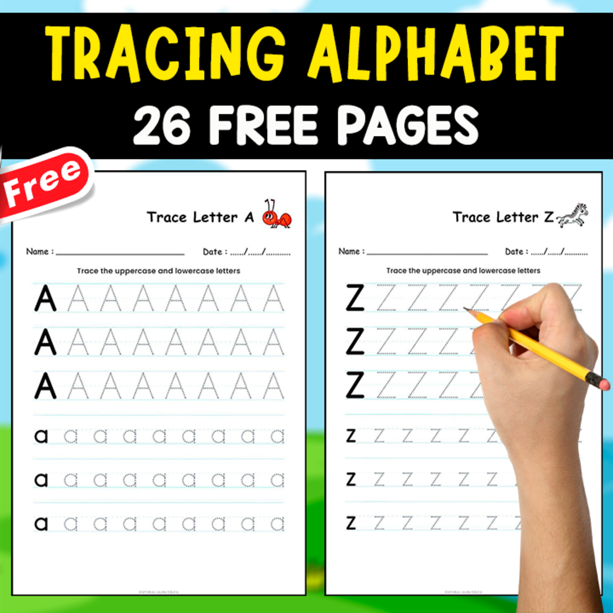 An educational teaching resource from EDITORIAL LAURA EDUCA entitled TRACING ALPHABET | MINIBOOK | 26 FREE PAGES downloadable at Teach Simple.