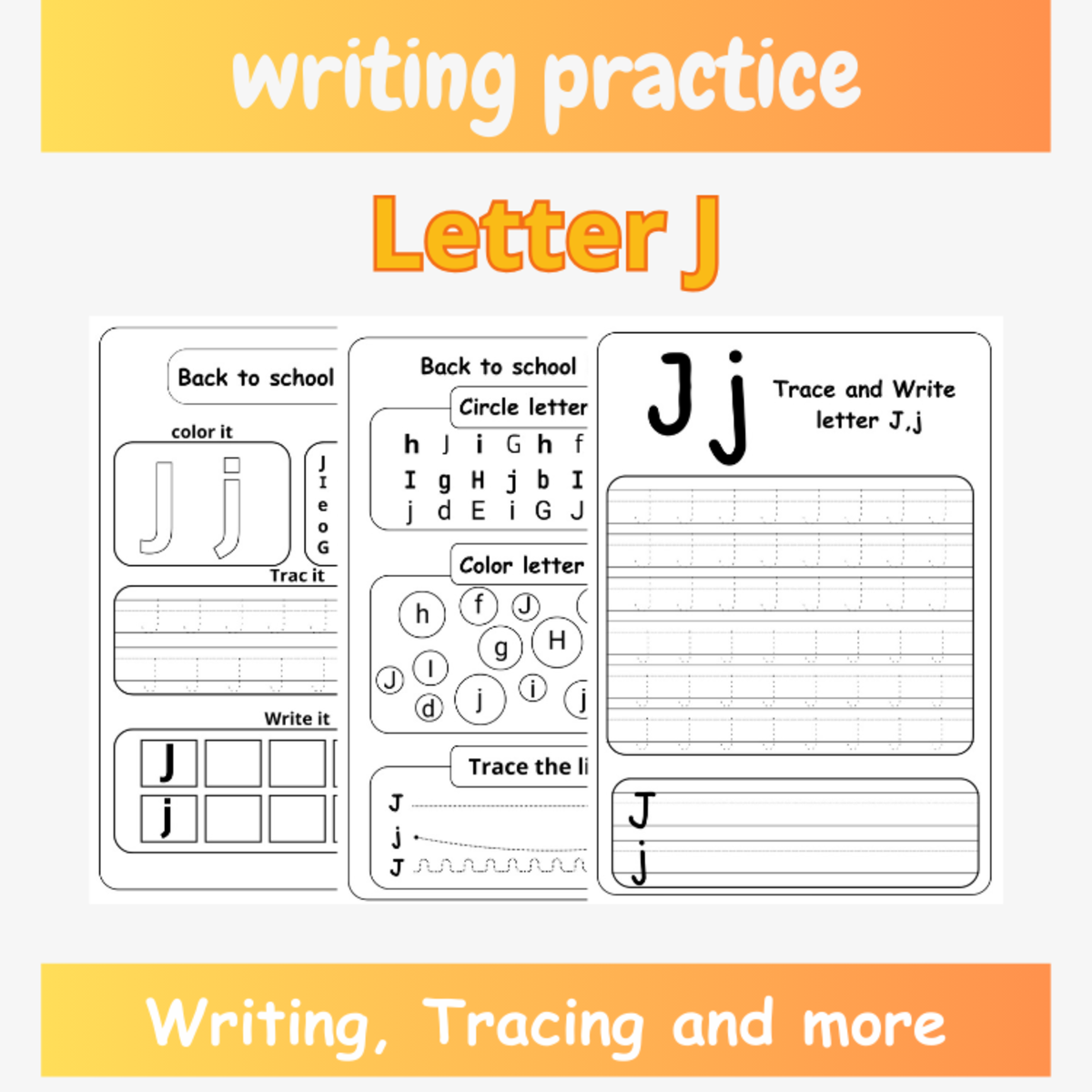An educational teaching resource from successful teachers resource entitled tracing letter j worksheets for kindergarten - handwriting letter j downloadable at Teach Simple.