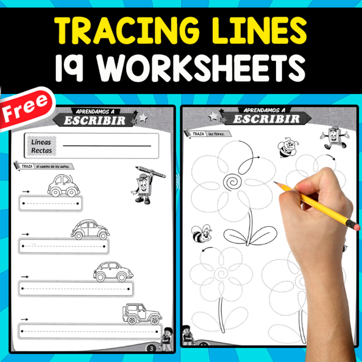 An educational teaching resource from EDITORIAL LAURA EDUCA entitled TRACING LINES | 19 WORKSHEETS IN SPANISH LANGUAGE downloadable at Teach Simple.