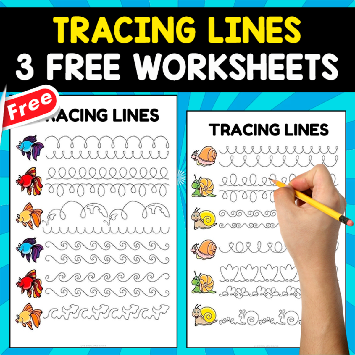 An educational teaching resource from EDITORIAL LAURA EDUCA entitled TRACING LINES | 3 FREE WORKSHEETS FOR KIDS downloadable at Teach Simple.