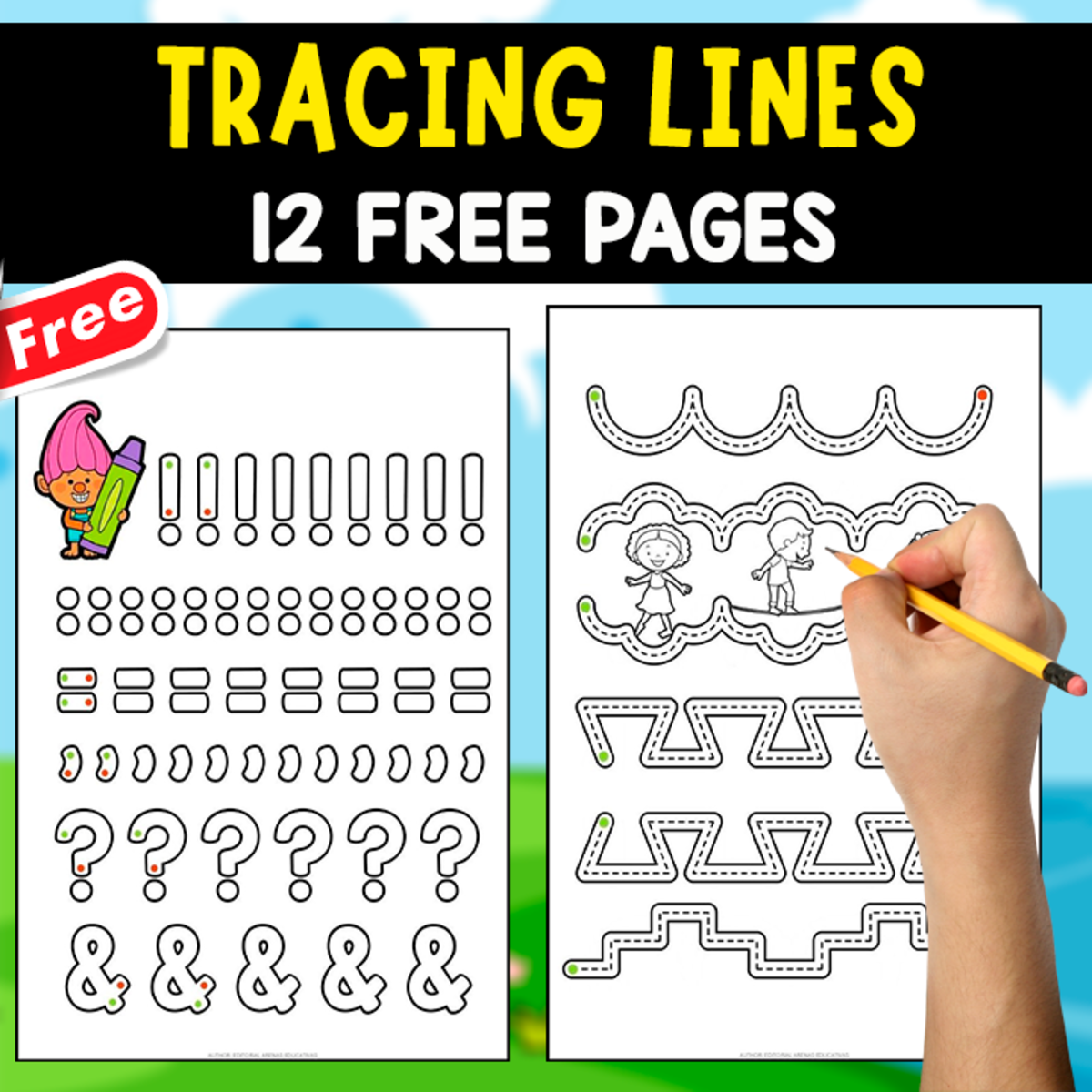An educational teaching resource from EDITORIAL LAURA EDUCA entitled TRACING LINES BOOK | 12 FREE PAGES FOR KIDS downloadable at Teach Simple.