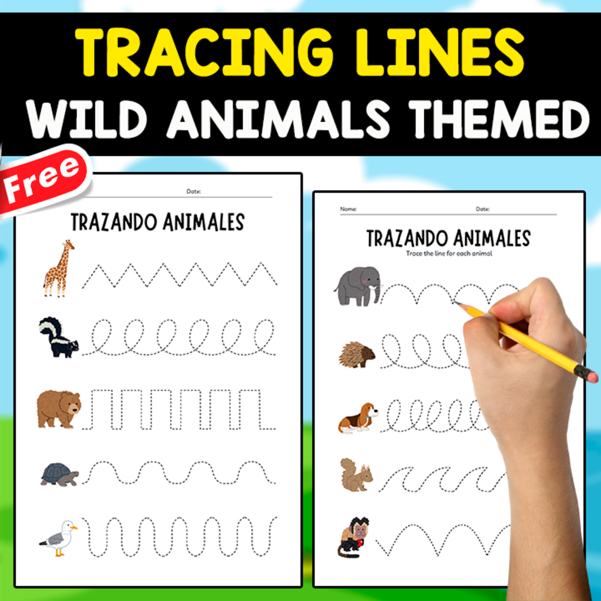 An educational teaching resource from EDITORIAL LAURA EDUCA entitled TRACING LINES | WILD ANIMALS THEMED downloadable at Teach Simple.