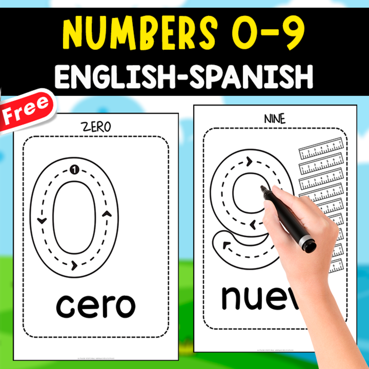 An educational teaching resource from EDITORIAL LAURA EDUCA entitled TRACING NUMBERS 0-9| ENGLISH AND SPANISH downloadable at Teach Simple.