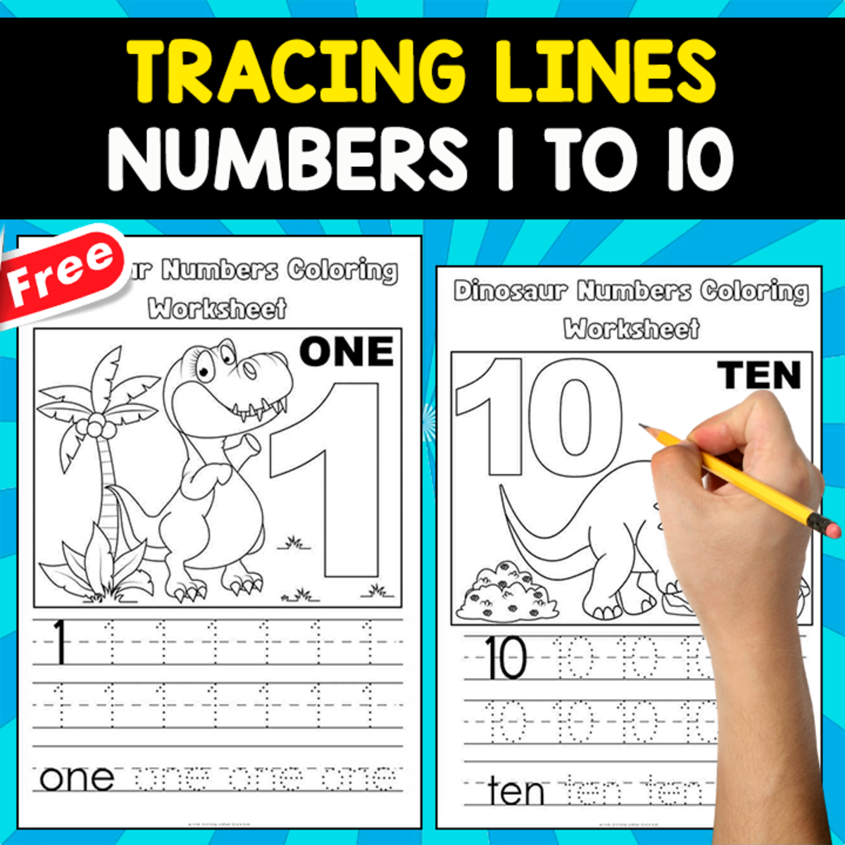 An educational teaching resource from EDITORIAL LAURA EDUCA entitled TRACING NUMBERS 1 TO 10 | DINO THEMED FOR KIDS downloadable at Teach Simple.